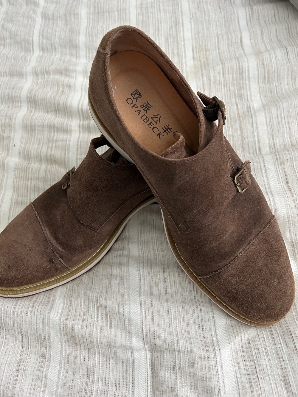 Opaibeck Brown Suede Double Monk Strap Men’s Shoes